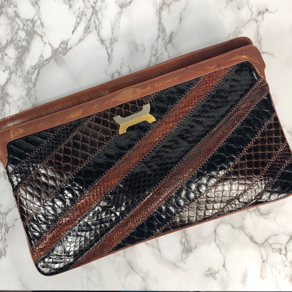 Vintage black & brown clutch